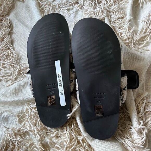 Anine Bing Sid Sandals Straps Beige Plaid Boucle Tweed 40 NEW - Picture 15 of 16